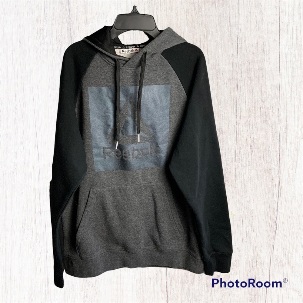 Reebok Gray w Black Hoodie Men M